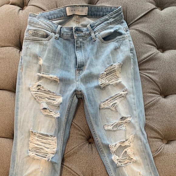 IRO Ripped Boyfriend Jeans in Bleached Blue - Picture 2 of 4